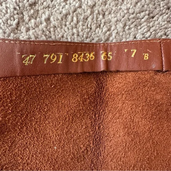 1970s Vintage Cognac Leather Tall Boots Stacked Heel Zip Size 7B - Picture 5 of 11